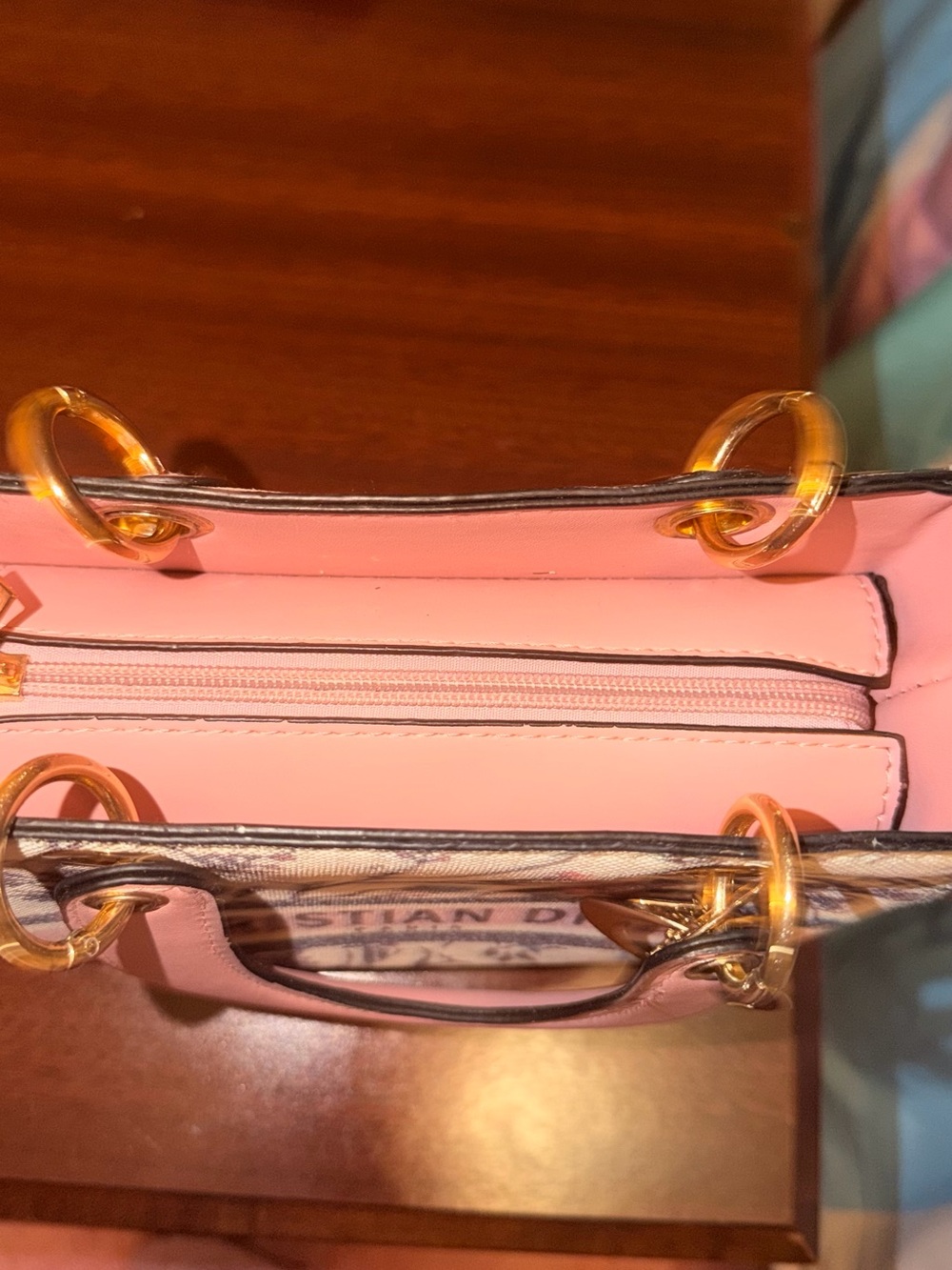 Dior Cream and Pink Floral Canvas Tote - Picture 2 of 5
